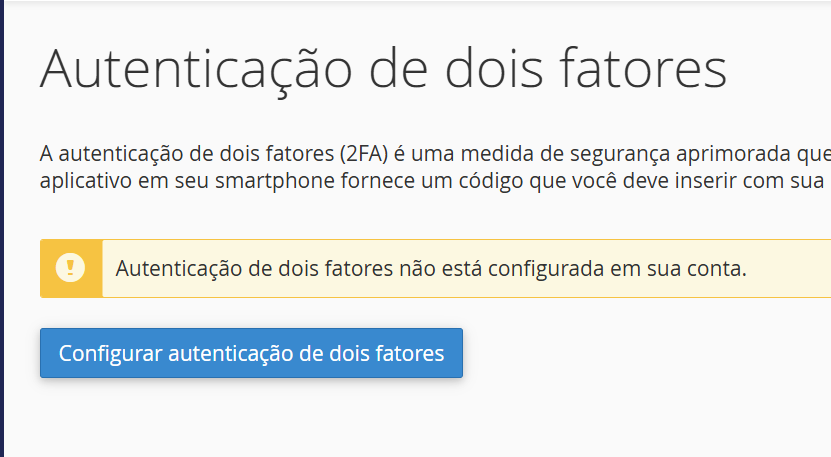 Screenshot 2 - Como implementar autenticação de dois fatores no cPanel para reforçar a segurança