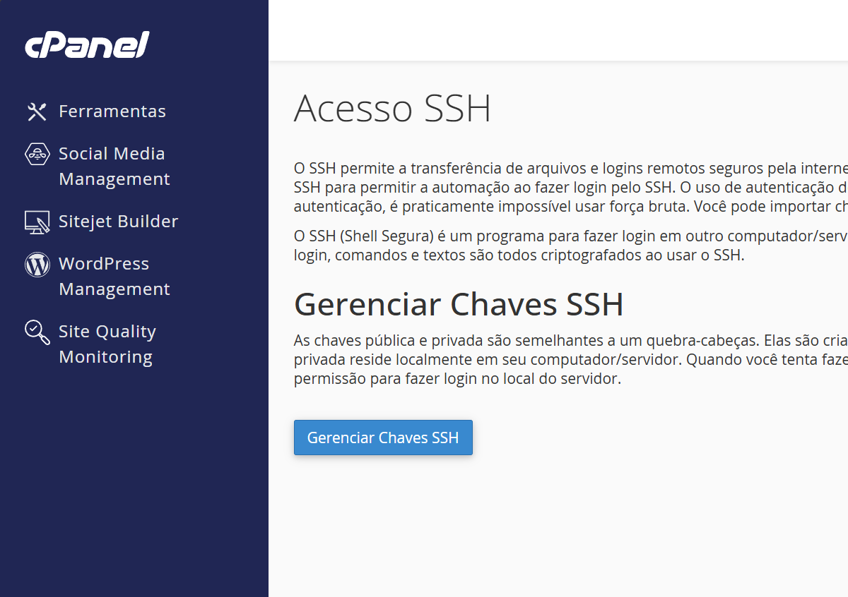 Configurando Acesso SSH para Usuários no cPanel