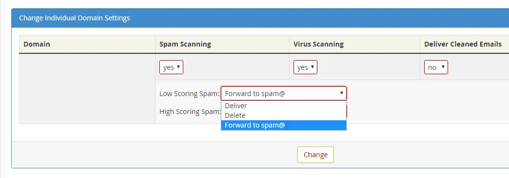Screenshot 6 - Como configurar a proteção anti-spam (mailscanner) no DirectAdmin?