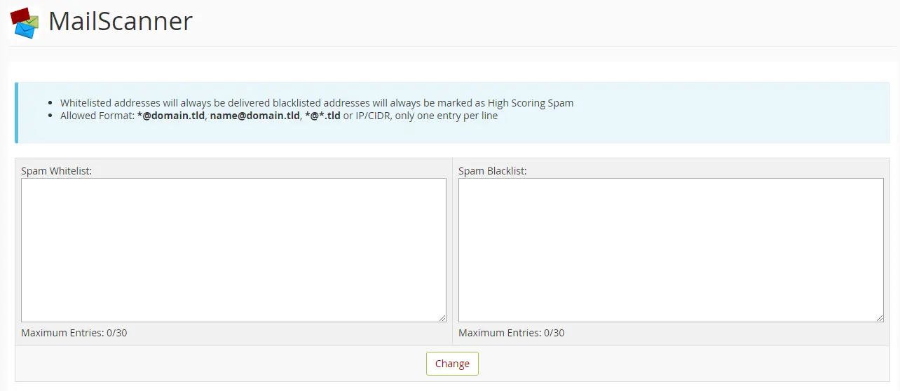 Screenshot 4 - Como configurar a proteção anti-spam (mailscanner) no DirectAdmin?