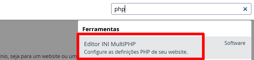Screenshot 1 - Gerenciamento de PHP.ini através do cPanel