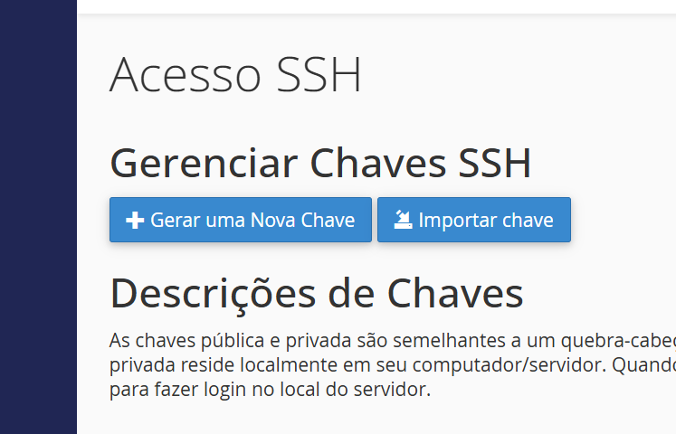 Screenshot 2 - Configurando acesso SSH para usuários no cPanel