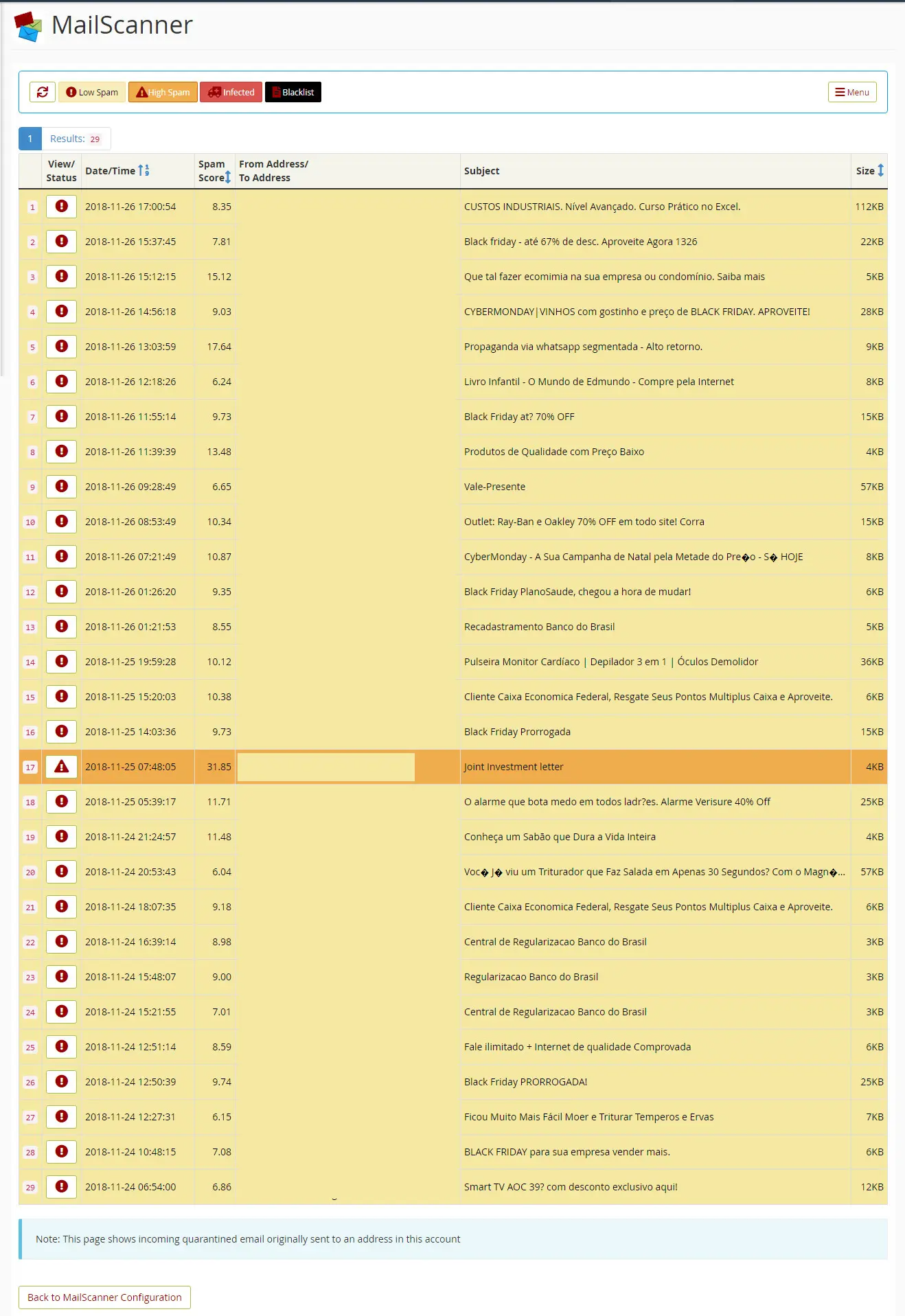 Screenshot 3 - Como configurar a proteção anti-spam (mailscanner) no DirectAdmin?